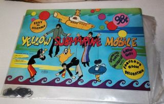Vintage 1968 The Beatles Yellow Submarine Mobile In Plastic Unpunched Ex