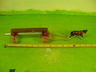 Vintage Scarce Crescent Lead Farm Timber Wagon Collectable Toy Horse Missing 952