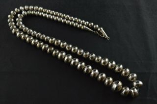 Vintage Native Sterling Silver Decorative Beaded Hook Necklace - 98g