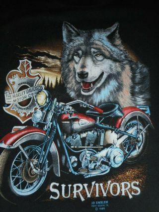 Vtg 1989 3d Emblem Harley Davidson Survivors Lesh 