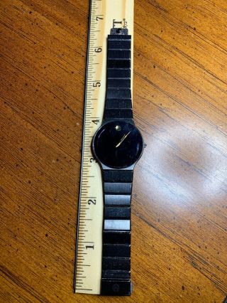 MOVADO MUSEUM MENS BLACK ULTRA THIN QUARTZ WATCH 84 - 40 - 880A Fresh Battery 3