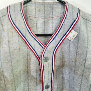 Vintage 1950s Wool /flannel Baseball Uniform Pinstripe Piping Shirt/pants Adult