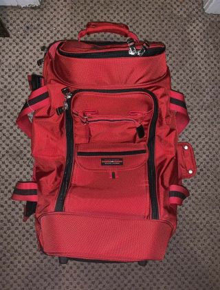 Polo Sport Ralph Lauren Rl Rolling Carryon Luggage Red Vintage Duffle Rare 26”