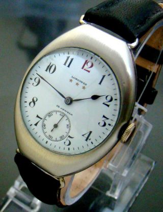 VTG 1928 LONGINES MILITARY SS MENS WATCH CAL 13.  34 SECOND AT SIX 4