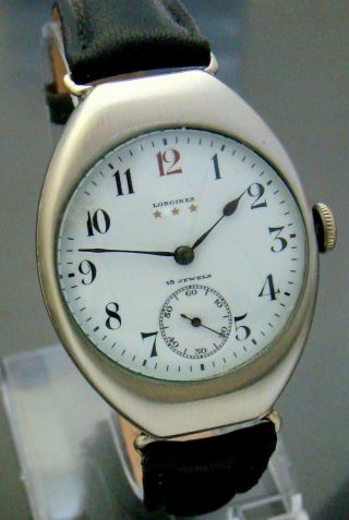 VTG 1928 LONGINES MILITARY SS MENS WATCH CAL 13.  34 SECOND AT SIX 8