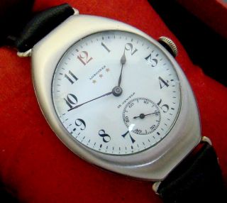 VTG 1928 LONGINES MILITARY SS MENS WATCH CAL 13.  34 SECOND AT SIX 9