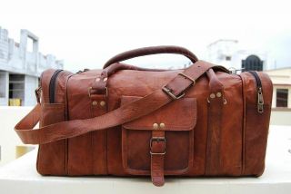 30 " Leather Travel Bag Duffle Gym Men Vintage Luggage Overnight Weekend