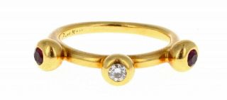 Vintage Tiffany & Co 18k Yellow Gold Diamond Ruby Ring