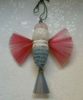 Rare German Patriotic Glass Ornament.  Large Early Moth With Spun Glass Wings