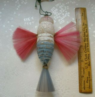 Rare German Patriotic Glass Ornament.  Large Early Moth With Spun Glass Wings 9