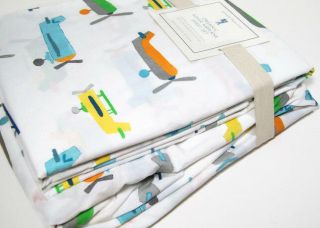 Pottery Barn Kids Multi Colors Cotton Asher Vintage Air Plane Twin Sheet Set