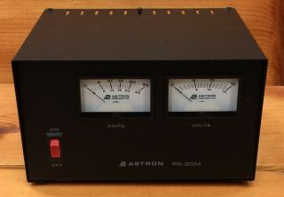 Vintage Astron Rs - 20m Power Supply Ham Radio 13.  8 Vdc 20 A Dual Meters