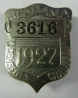 Vintage 1927 State Of Alabama Licensed Chauffeur 