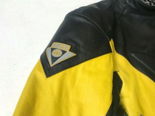 IXS Mens Vintage Leather Motorbike Jacket Black/Yellow Label 56 (mc1023) 2