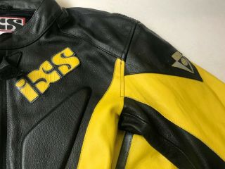IXS Mens Vintage Leather Motorbike Jacket Black/Yellow Label 56 (mc1023) 3