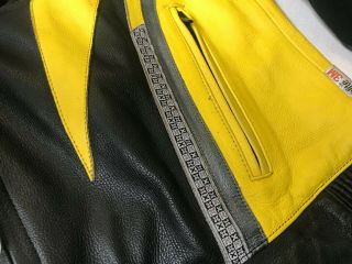 IXS Mens Vintage Leather Motorbike Jacket Black/Yellow Label 56 (mc1023) 4