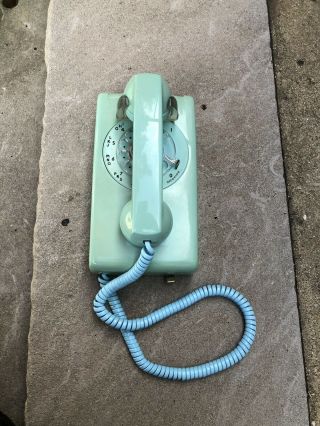 Vintage Telephone Bell System Western Electric Rotary Wall Aqua Blue Teal Phone