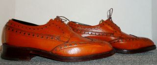 Rare Vintage Florsheim Royal Imperial 97612 Brown Wing Tip Oxfords Size 8 D