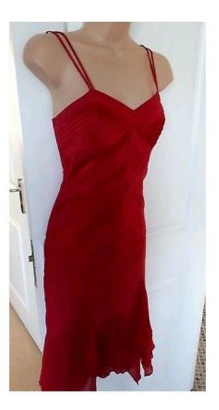 Karen Millen Red Fishtail Handkerchief Dress 95 Silk Tango Dance Salsa Vintage
