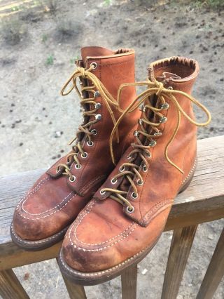 Vintage Red Wing 601 Brown Leather Lace Up Logger Heritage Boots Men’s 8 C