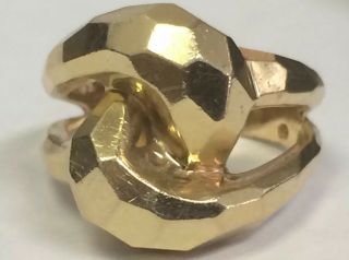 Vintage 14k Yellow Gold 3/4 " Wide Large Cocktail Ring Size 7.  5 8.  1 Grams