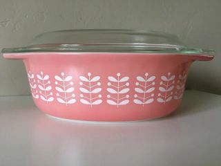 Vintage Pyrex Pink Stems With Lid Rare Htf Promo 043