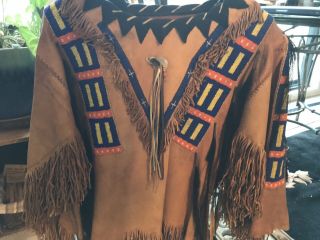 Native American Vintage War Shirt (plains/na) Signed Beaded,  Horsehair Adornment
