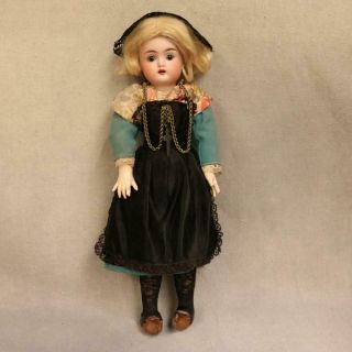 13 Inch Antique Simon & Halbig German Bisque Doll In Outfit With Rosary