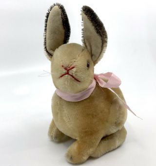 Steiff Sonny Bunny Rabbit Sitting Mohair Plush 15cm 6in 1950s 60s no ID Vintage 3