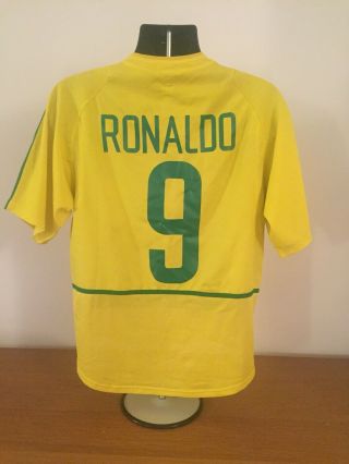 Brazil Home Shirt 2002/04 Ronaldo 9 Medium Vintage Rare World Cup