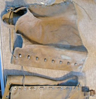 Wwii Canvas Leggings S - 0394 Brass Buckles & Canvas Straps Cotton Laces