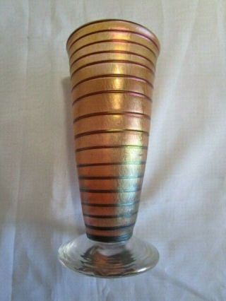 Magic Sands Glass Iridescent Ripple Vase Signed Vintage Mid Century