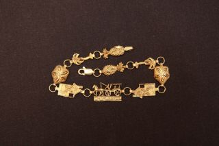 Vintage 10k Yellow Gold Charleston S.  C.  Souvenir Charm Bracelet Jewelry 6.  8 Gram