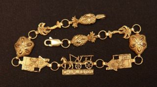 Vintage 10k Yellow Gold Charleston S.  C.  Souvenir Charm Bracelet Jewelry 6.  8 Gram 2