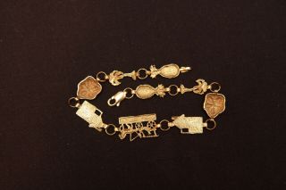 Vintage 10k Yellow Gold Charleston S.  C.  Souvenir Charm Bracelet Jewelry 6.  8 Gram 3