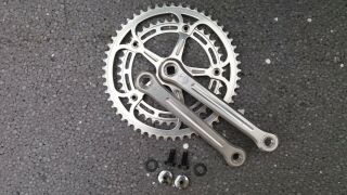 Vintage Campagnolo Record Crankset 180mm 53/42 Dust Cups And Fixing Bolts