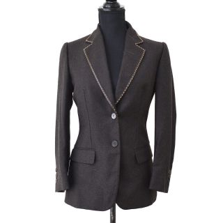 Authentic Fendi Selleria Long Sleeve Jacket Coat Brown Wool Vintage 40 Nr12660a