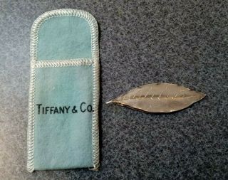 Vintage Sterling Tiffany & Co Makers Leaf Money Clip W/pouch