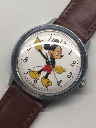 Vintage 1960s Timex Mickey Mouse Mens Wrist Watch Large 35mm Seconds Uk Ex