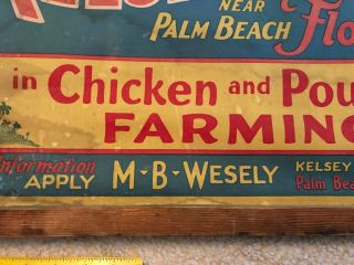 Chicken And Poultry Farming Vintage Canvas Framed Vintage Sign,  Kelsey City,  Fl. 4