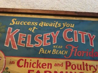 Chicken And Poultry Farming Vintage Canvas Framed Vintage Sign,  Kelsey City,  Fl. 6