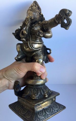 Old Vintage Brass,  Metal Ganesh God Figurine Statue 10,  5 In. ,  26,  5 Cm.