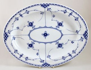 Vintage Royal Copenhagen Blue Fluted Half Lace Oval Platter/serving Dish 628