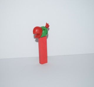 Vintage Pez Cockatoo.  Green Head,  Red Beak,  Red Feather