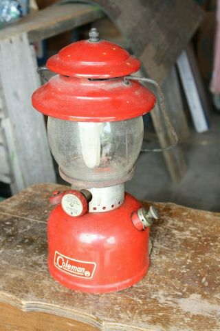 Vintage/antique Coleman Gas Lantern,  Model 200a Red,  Sunshine Night,  Wichita,