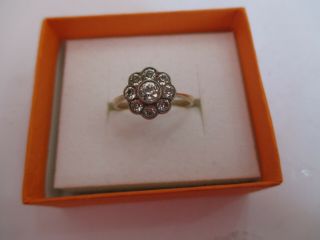 Georgian / Victorian Rose Gold Paste Diamond Closed Back Daisy Ring