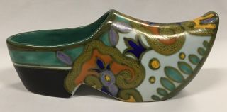 Vintage Royal Zuid Gouda Pottery Clog Holland Signed On Base By Artist