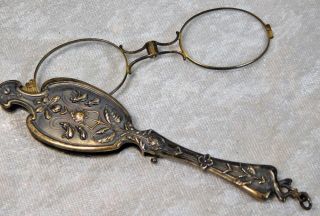 Atq Hardy Bros Repousse Sterling Silver Eye Lorgnette Opera Chatelaine Glasses