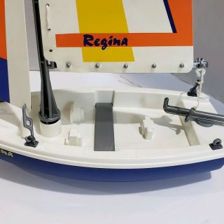 Vintage Playmobil Geobra 3774 Sailboat Sail Regina Figures Dog Blue Boat Rudder 8
