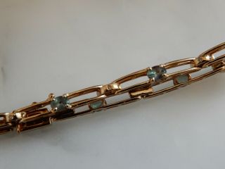 A Beauttiful 9 Gold Decorative Emerald And Diamond Bracelet